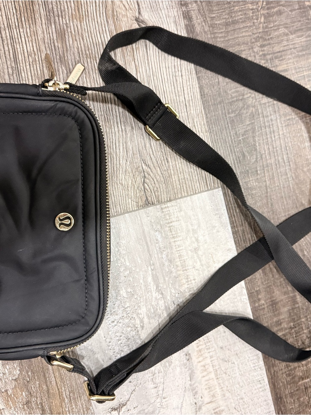 lululemon athletica Black Crossbody with Gold Hardware